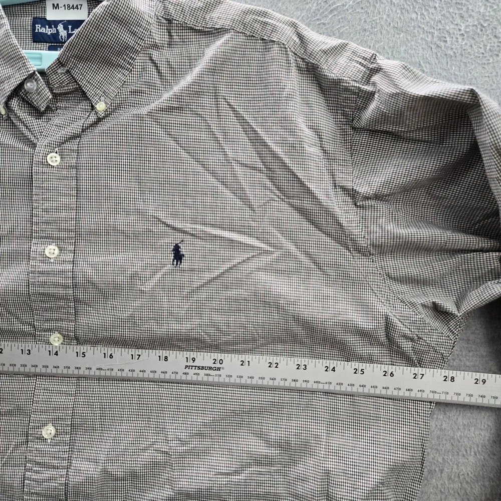 Ralph Lauren Men Button Up Shirt XL Brown Pony Embroidery Check Blake